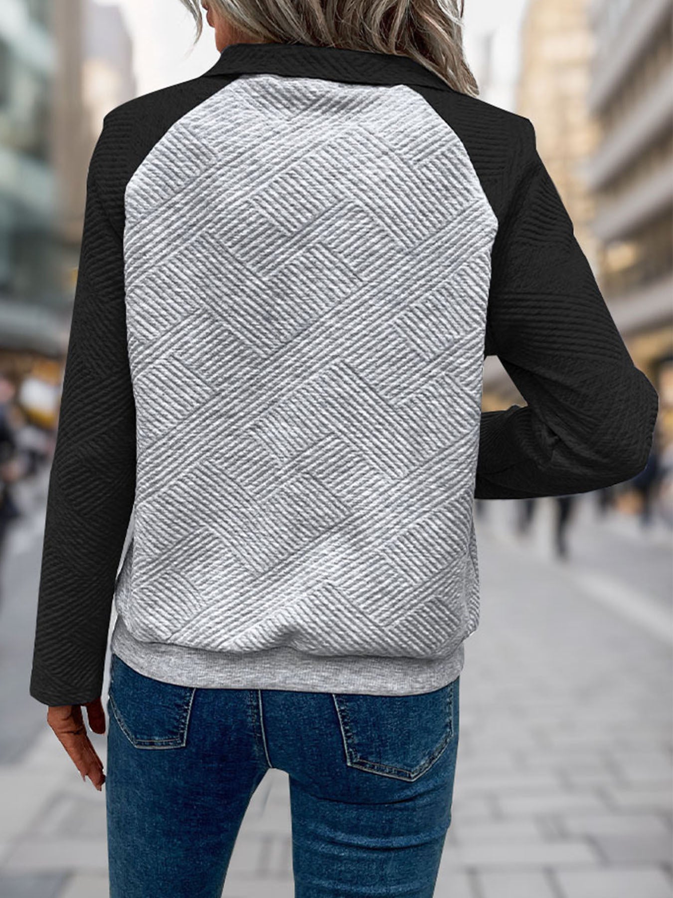 Womens Sweatshirt Casual Textured Long Sleeve Henley Button V Neck Loose Pullover 2025 Trendy Fall Outfits Tops - Seldom Seen Styles