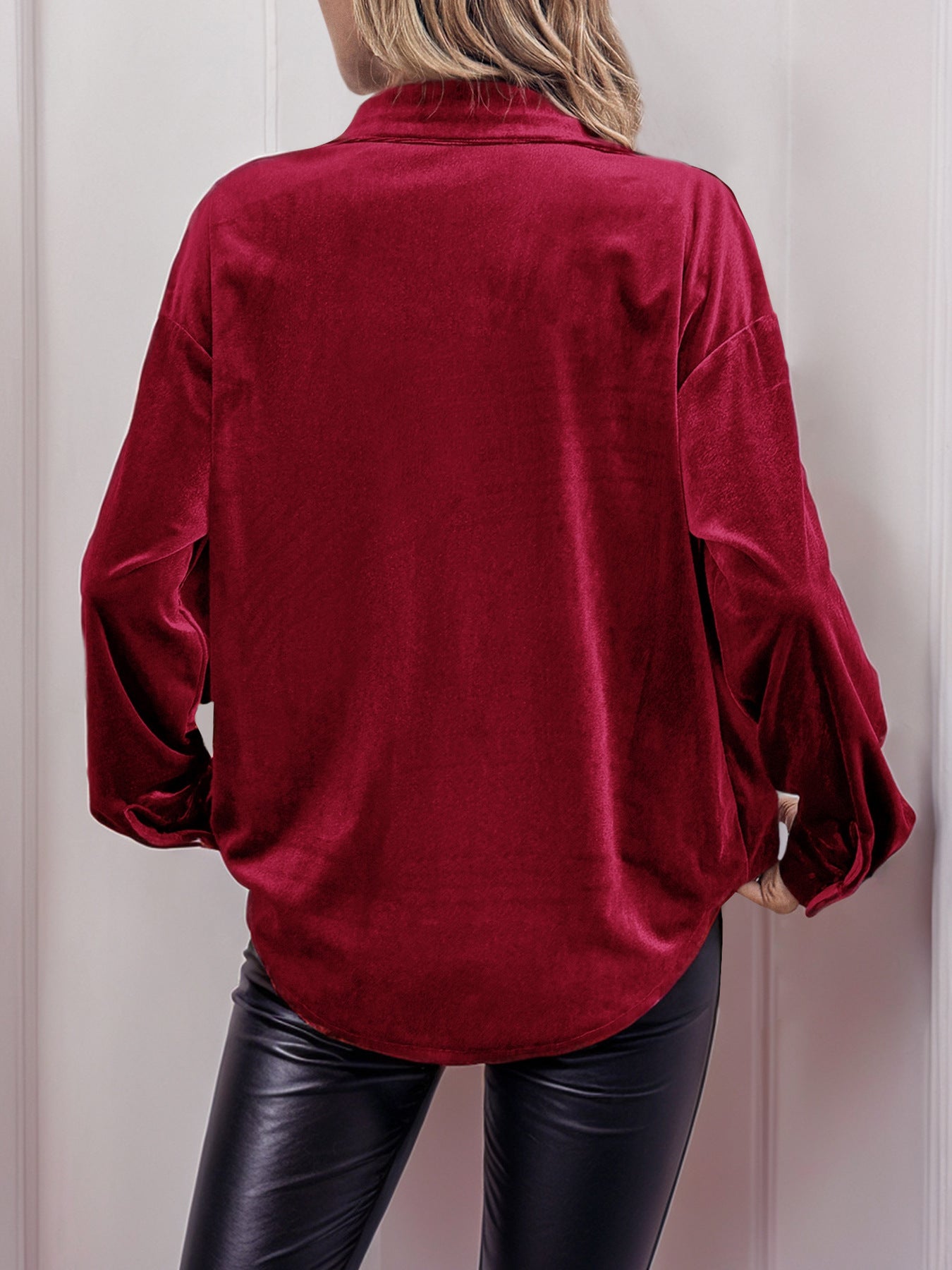Womens Winter Velvet Long Sleeve Button Down Casual Tops Shirts - Seldom Seen Styles