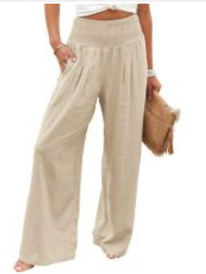 Women Linen Palazzo Pants Summer Boho Wide Leg High Waist Casual Lounge Pant 2025 Beach Travel Vacation Outfits - Seldom Seen Styles