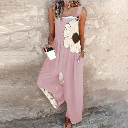 Elegant Sleeveless Floral Print Jumpsuit - Seldom Seen Styles