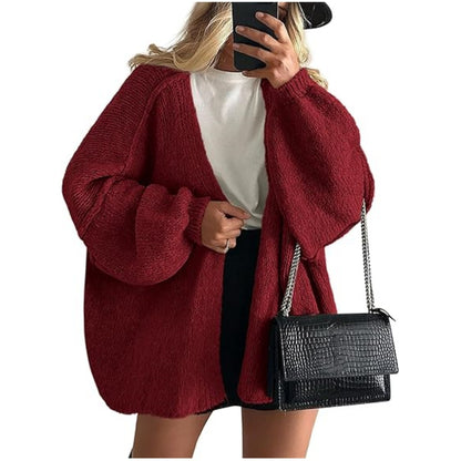 Women's Oversized Cardigan Sweater Fall Long Lantern Sleeve Knit Open Front Lightweight Sweater Knitwear Tops - Seldom Seen Styles