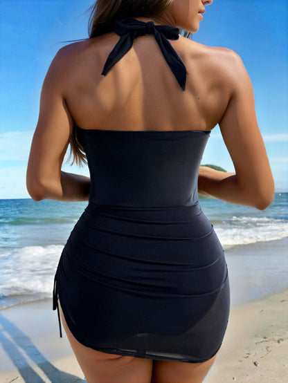 Women Mesh One Piece Swim Dress Swimsuit Tummy Control Bathing Suit