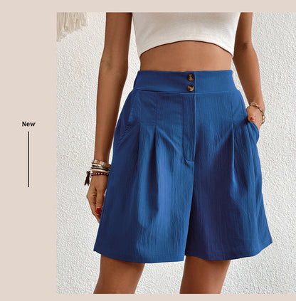 Womens Shorts Dressy Casual 2025 Trendy Summer Elastic High Waisted Pleated Side Slit Business Work Shorts Pockets
