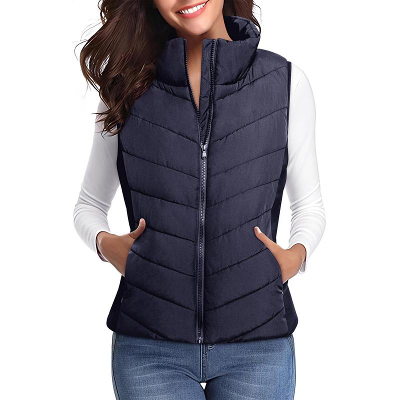 Puffer Vest Women Sleeveless Zip Up Outerwear Stand Collar Quilted Vest Warm Winter Jackets Coats with Pocket - Seldom Seen Styles
