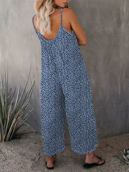 2025 Summer New Women's Casual Ladies' Strap Jumpsuit Pants New Printed Sleeveless Romper for Women