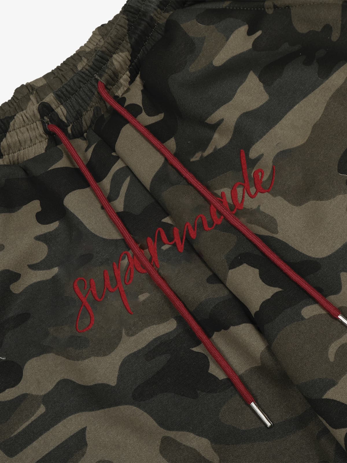 Camouflage Wide-Leg Pants with Red Stripes and Embroidery for Casual Wear 