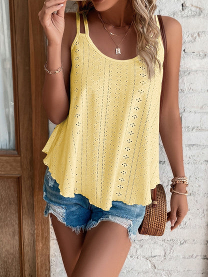 Solid Eyelet Embroidery Cami Top - Seldom Seen Styles