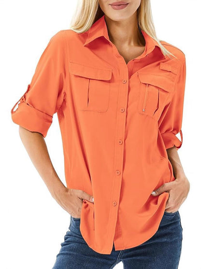Women's UPF 50 Long Sleeve Sun Protection Shirts Safari Fishing Hiking - Seldom Seen Styles