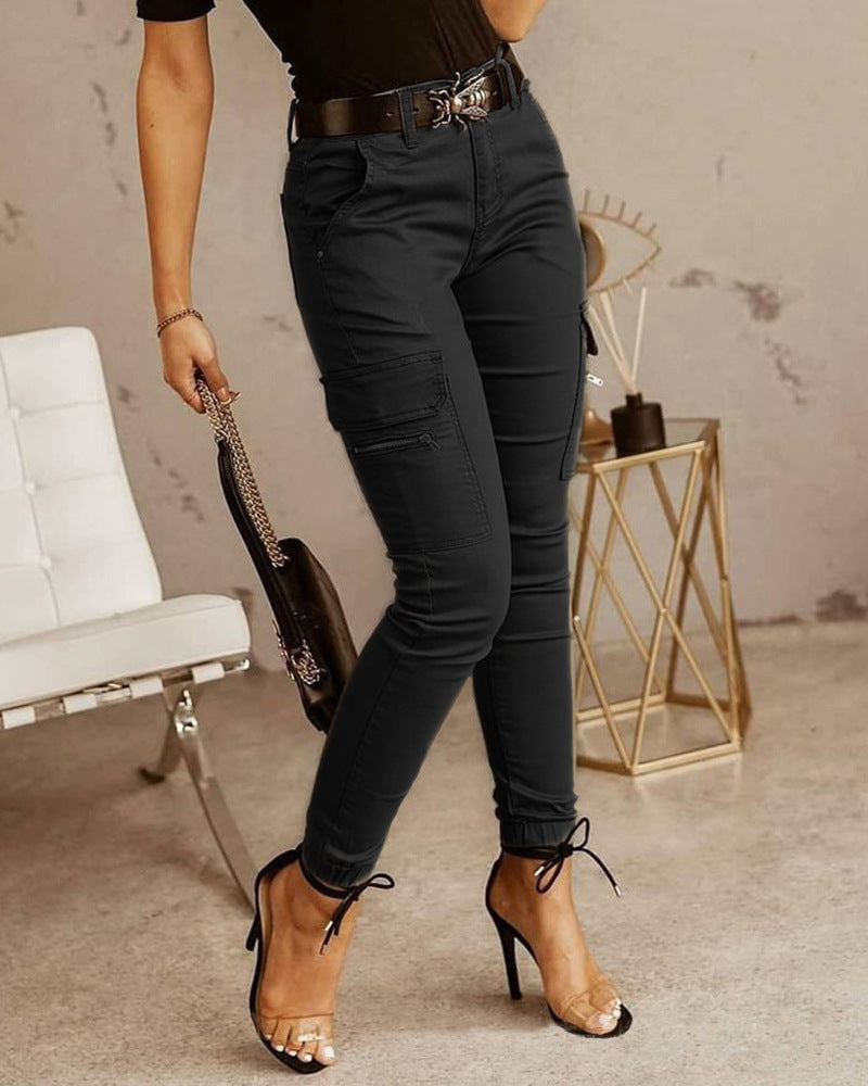 Women's Stretchy Tactical Cargo Pants High Waisted Casual Joggers Plus Size Skinny Trousers Cargo Pants with 6 Pockets - Seldom Seen Styles