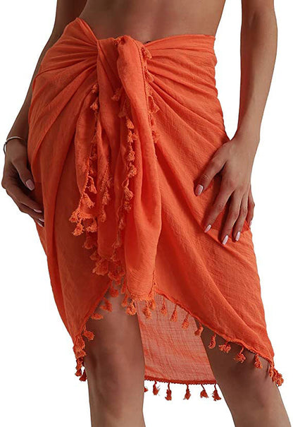 Women Beach Sarong Wraps with Tassels Swimsuit Coverup Summer Bathing Suit Cover Up Casual Swimwear - Seldom Seen Styles