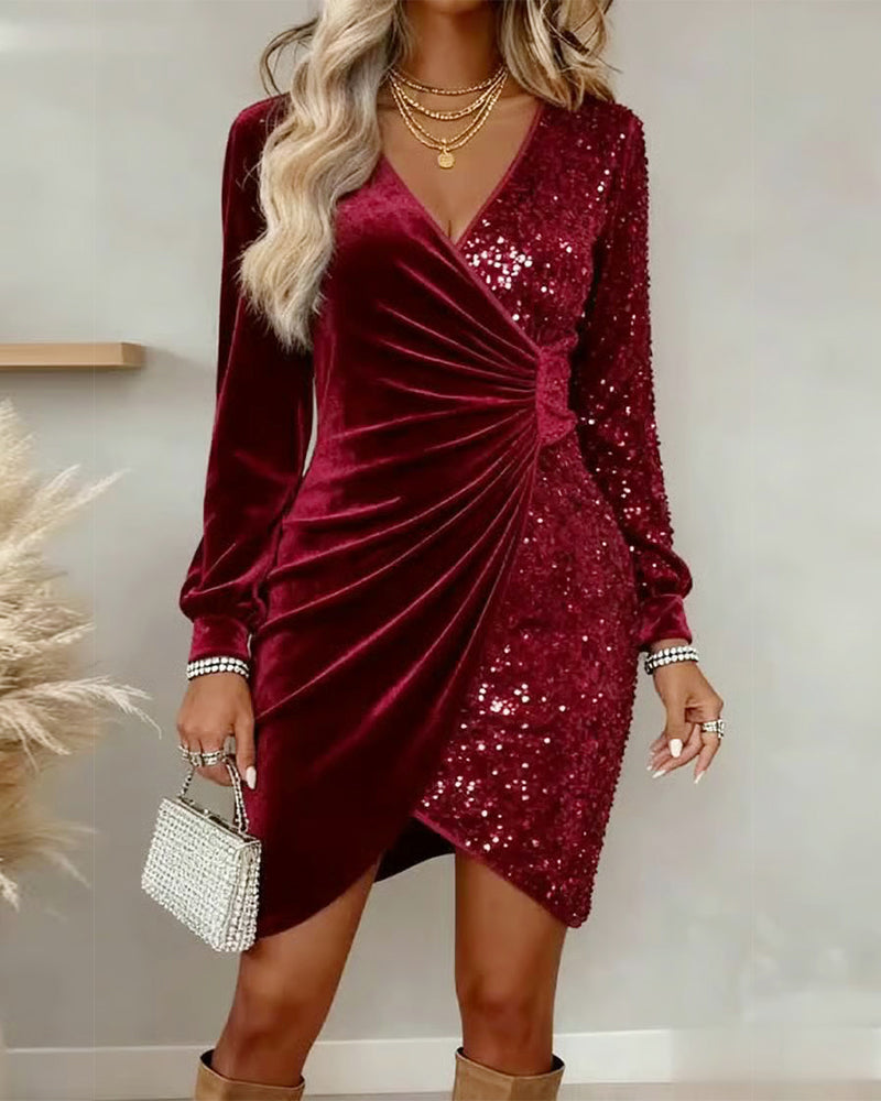 Sharry Elegant Velvet Sequin Dress