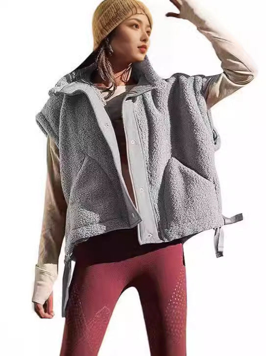 Women’s Warm Sherpa Fleece Vest Casual Cozy Sleeveless Button Down Sherpa Jacket Outerwear with Pockets - Seldom Seen Styles