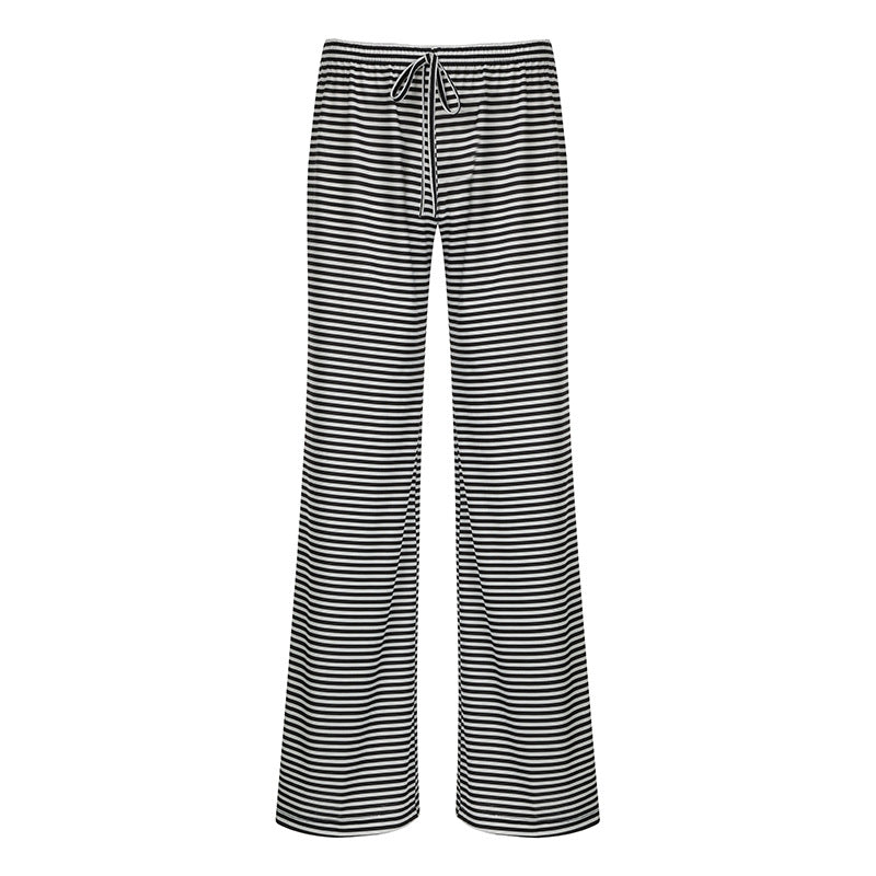 Women's Striped Print Pants, Pants for Women, Chic Casual Fitted Comfy Trousers for Everyday Daily Wear, Suitable for Regular Wear, Fall Ladies Bottoms, Downtown Girl Clothes, Fit Trousers for Women, Striped Pants, Going Out Bottoms, Womenswear - Seldom Seen Styles