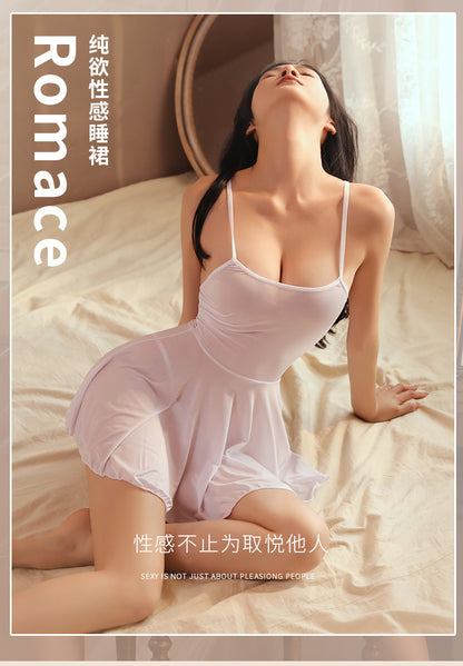 Sexy Nightdress Pure Desire Strap Sexy Sheer Plus Size Nightgown Cute Women's Backless Temptation Uniform