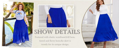 Women's Chiffon Elastic High Waist Pleated A-Line Flared Maxi Skirts Breathable & Comfortable Casual Summer Wear White Black Gymskirt - Seldom Seen Styles