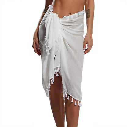 Women Beach Sarong Wraps with Tassels Swimsuit Coverup Summer Bathing Suit Cover Up Casual Swimwear - Seldom Seen Styles