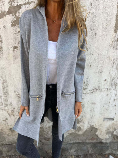 Fall And Winter Women'S Long-Sleeved Hooded Loose Fashion Casual Mid-Length Cardigan Jacket Female - Seldom Seen Styles