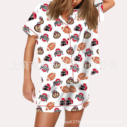 Moon Princess Sailor Guardians Wand Satin Pajama Set For Women Print Comfy Satin Sleepwear & Loungewear Pjs Printing Silky Top & Bottoms - SHESHOW