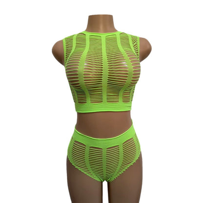 Sexy Lingerie Fishnet Bodysuit Tube Top Bikini One-Piece Mesh Bodycon Dress - Seldom Seen Styles