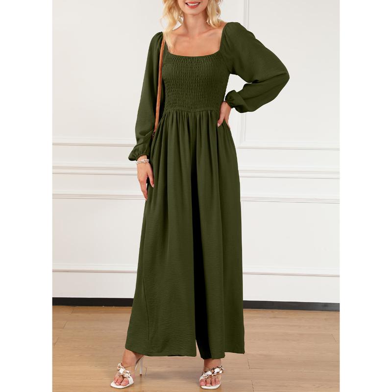 Women's Casual Loose Overalls Jumpsuits One Piece Long Sleeve Wide Leg Long Pant Rompers With Pockets - Seldom Seen Styles