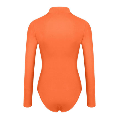 Women's Sexy Square Neck Bodysuit Long Sleeve Double Lined Shirt Tops