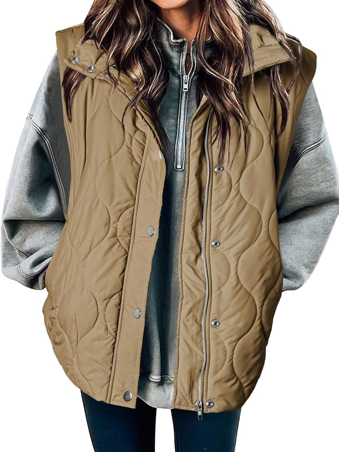 Women's Casual Puffer Vest Lightweight Quilted Button Zip Up Stand Collar Sleeveless Jacket Coat Outerwear 2025 Fashion Womenswear Fall Winter Outfits - Seldom Seen Styles