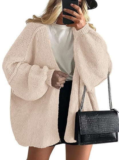 Women's Oversized Cardigan Sweater Fall Long Lantern Sleeve Knit Open Front Lightweight Sweater Knitwear Tops - Seldom Seen Styles