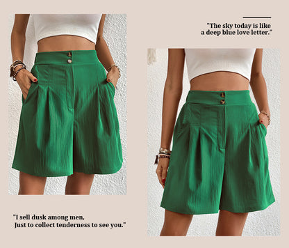 Womens Shorts Dressy Casual 2025 Trendy Summer Elastic High Waisted Pleated Side Slit Business Work Shorts Pockets