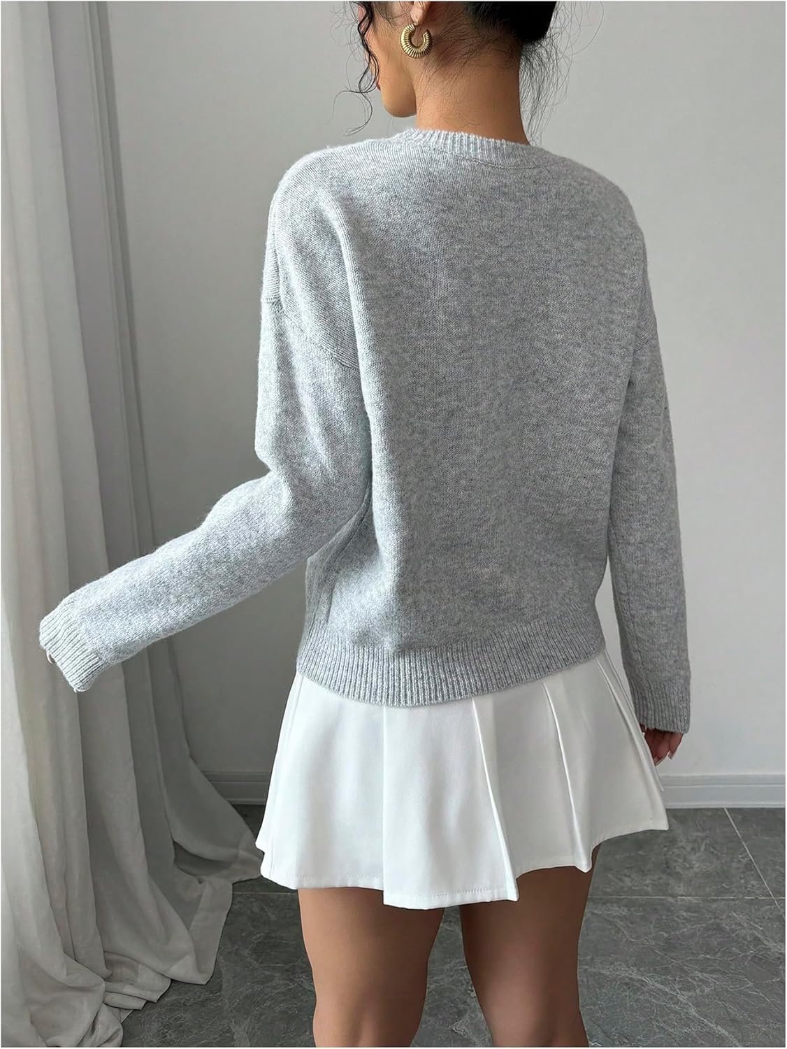 Women's 3D Floral Appliques Crewneck Sweaters Long Sleeve Drop Shoulder Pullovers Elegant Knit Tops - Seldom Seen Styles