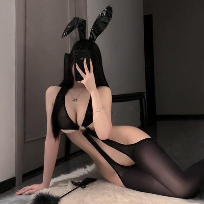 Womens Sexy Low Cut Crotchless Bodystocking, Stretchy Cut Out Lingerie Bodysuits Nightwear for Romantic Date Wearing - Seldom Seen Styles