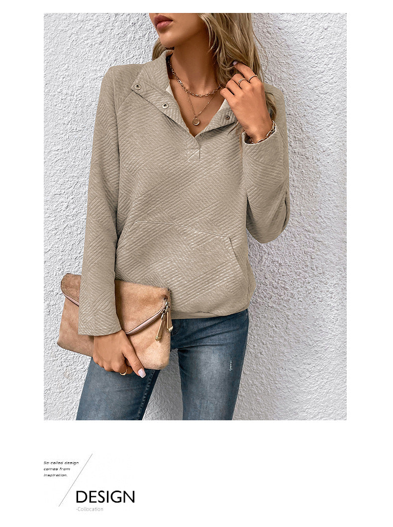 Independent Station Wholesale Hot Selling Multi-color Casual Simple Versatile Long Sleeve Textured Solid Color Cross-border Sweatshirt