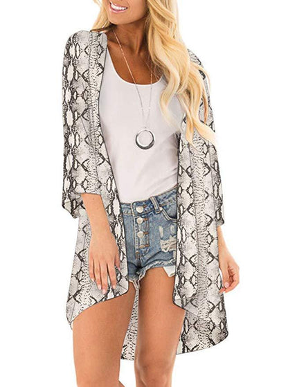 Women's Beach Cover up Swimsuit Kimono with Bohemian Floral Print, Loose Casual Resort Wear - Seldom Seen Styles