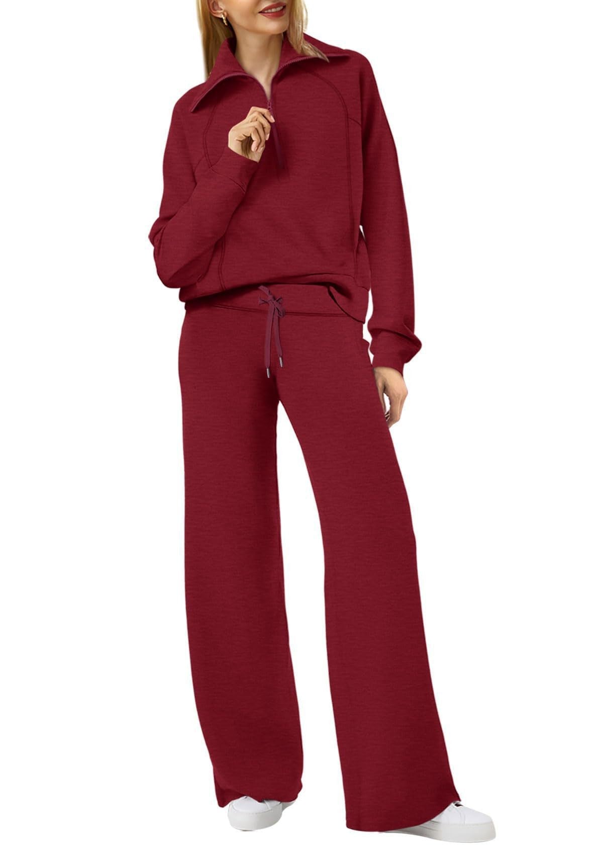 Women 2 Piece Outfits Sweatsuit Oversized Sweatshirt Sweatpants Tracksuit Sweat Lounge Matching Set 2025 Fall Trendy Polyester Womenswear - Seldom Seen Styles