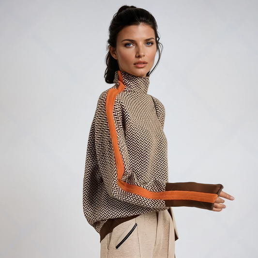 Charlotte | Crew neck sweater with striking contrasting stripes - Seldom Seen Styles