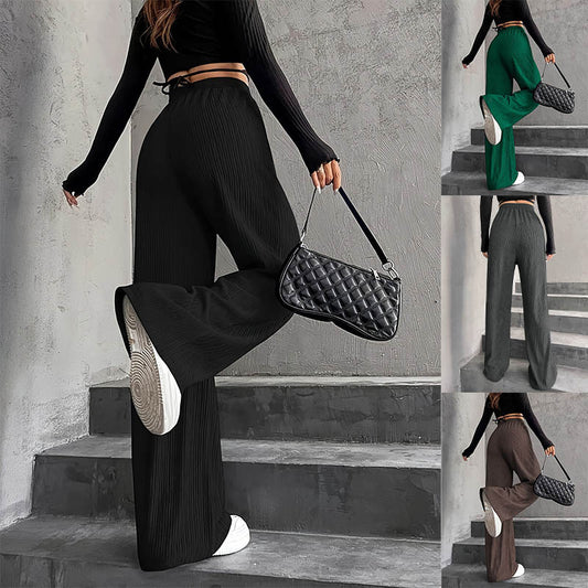 Women's Wide Leg Sweatpants Baggy Pants Lounge Yoga Knit Waisted Comfy Striped Workout Pants - Seldom Seen Styles