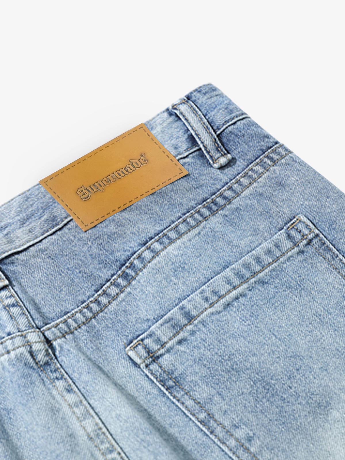 Hip-Hop Cut Distressed Washed Jeans 