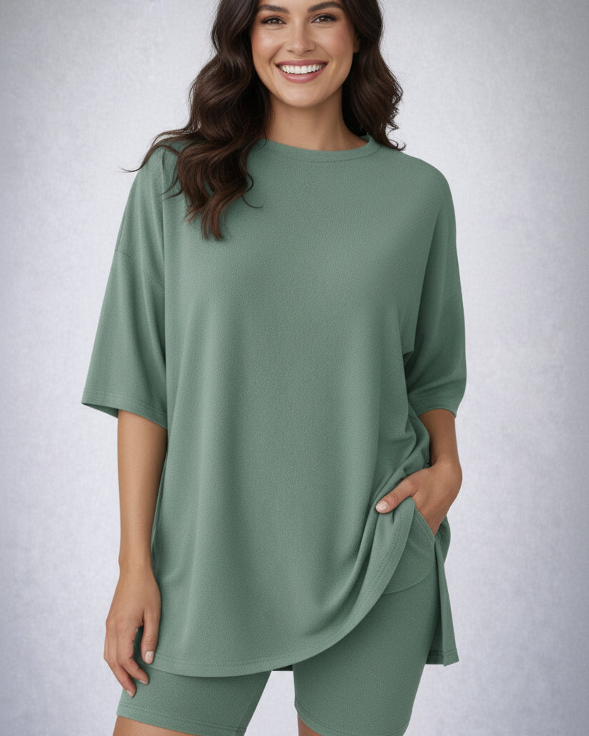 Split Hem Top & Biker Shorts