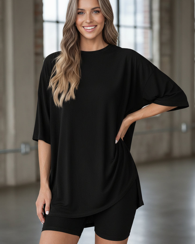 Split Hem Top & Biker Shorts