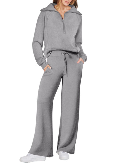 Women 2 Piece Outfits Sweatsuit Oversized Sweatshirt Sweatpants Tracksuit Sweat Lounge Matching Set 2025 Fall Trendy Polyester Womenswear - Seldom Seen Styles