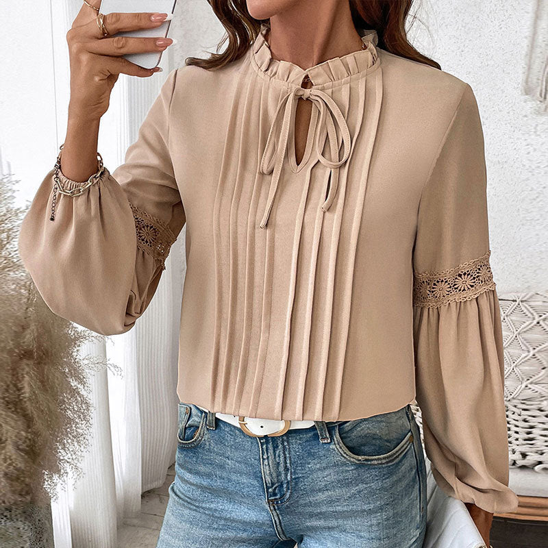Womens Tops Dressy Casual Long Sleeve Shirts V Neck Chiffon Blouses Fall Outfits for Women 2025 - Seldom Seen Styles
