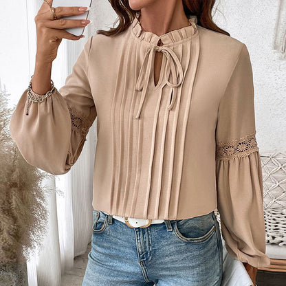 Womens Tops Dressy Casual Long Sleeve Shirts V Neck Chiffon Blouses Fall Outfits for Women 2025 - Seldom Seen Styles