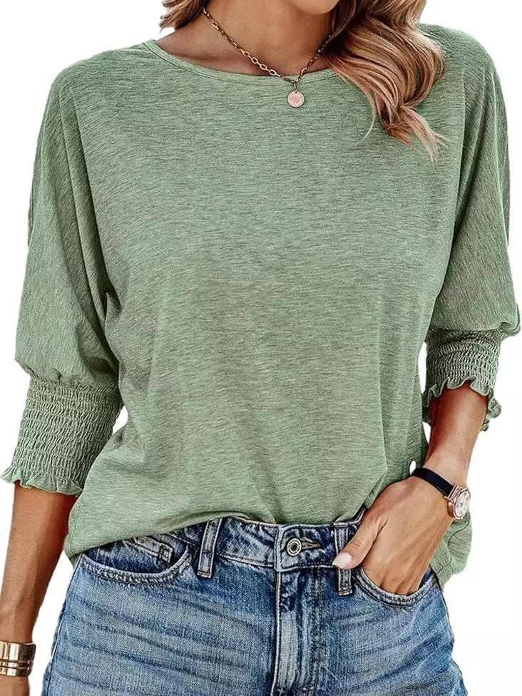 Women's 2025 Fashion Tops 3/4 Sleeve T-Shirts Cute Crewneck Basic Business Tees Blouses Casual Summer Wear Super Soft Breathable Fabric - Seldom Seen Styles