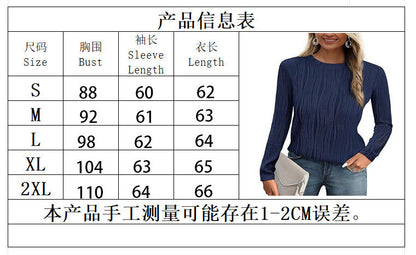 Women's Summer Fall Scalloped Lace Cuff Crewneck Tops Textured Shirts - Seldom Seen Styles