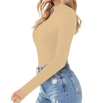 Women's Sexy Square Neck Bodysuit Long Sleeve Double Lined Shirt Tops