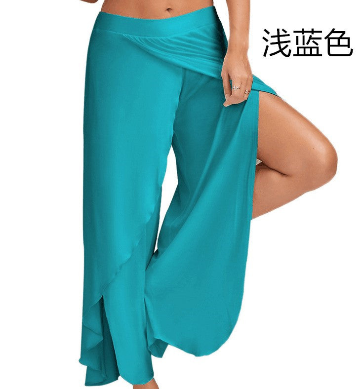 Flowy Split Yoga Pants for Women High Slit Harem Pants Plus Size Wide Leg Lounge Pants Summer Beach Loose Trousers - Seldom Seen Styles