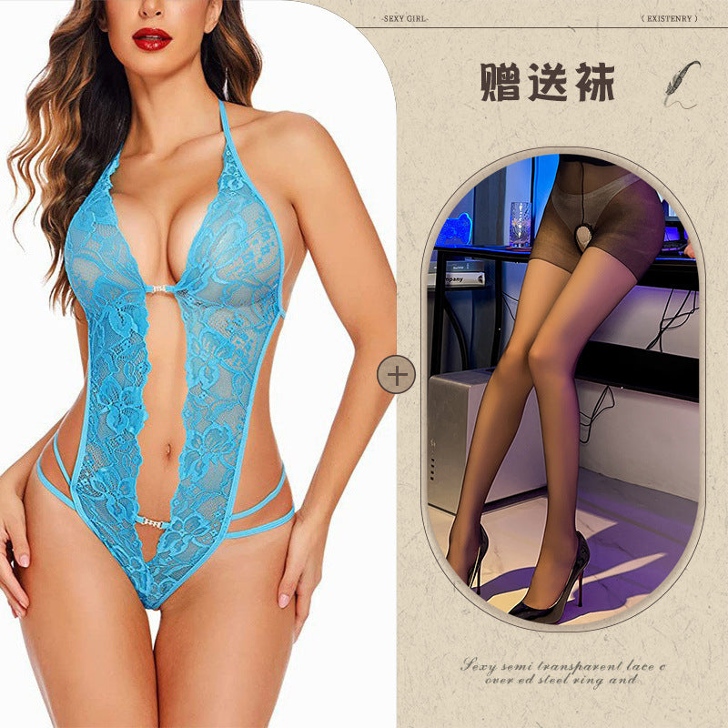 Sexy Lingerie Amazon Foreign Trade Source See-through Backless Shaping Lace-up Lace