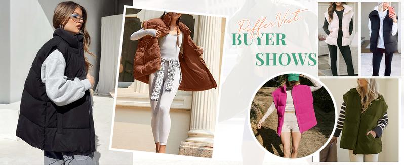 Women's Winter Oversized Puffer Vest Lightweight Stand Collar Flysleeve Insulated Padded Puffy Jackets Coat with Pockets Outerwear Casual Zipper Tops Black Fitted Minimalist FallFreshness - Seldom Seen Styles