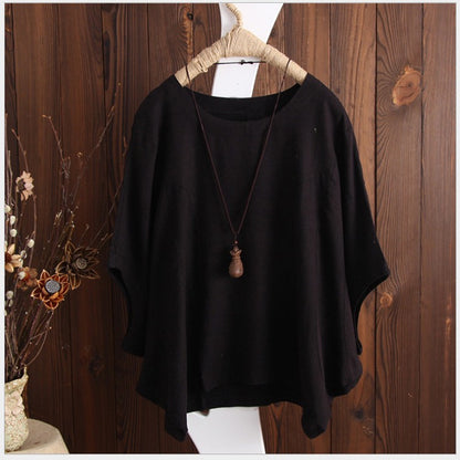 Solid Oversized Batwing Sleeve Loose Plus Size Top Casual Blouses Summer Essential Chic Top outfits Minimalist Feminine Womenswear casual outfits women cute summer outfit - Seldom Seen Styles