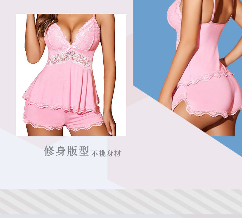 Womens Lingerie Set Pjs and Panty Set Camisole Set Modal Sweetness Sleepwear For Holiday Daily Wear - Seldom Seen Styles