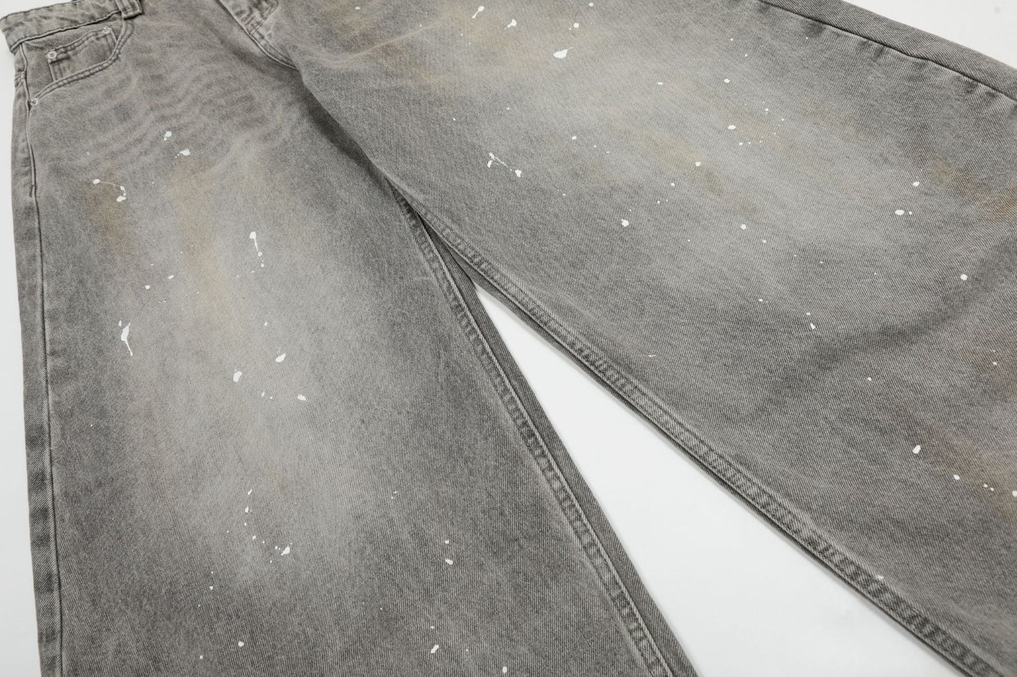 Grunge Paint-Splatter Wide-Leg Denim Pants mry001630 - Seldom Seen Styles